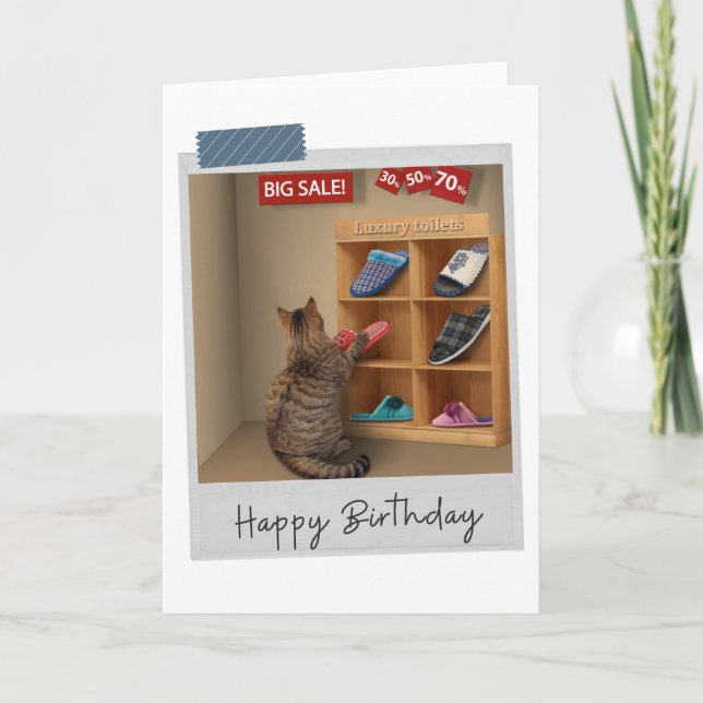 Toilettes De Luxe Chats Drôle Carte Anniversaire (Devant)