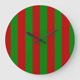 Toksie Turbie Christmas Green Red Stripes Large Clock