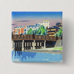 Tokuriki Tomikichiro Sanjo Bridge, Kyoto japanese 2 Inch Square Button