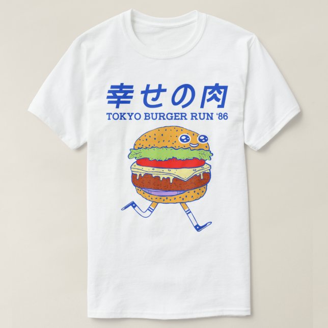 Tokyo Burger Run Funny Burger  T-Shirt (Design Front)
