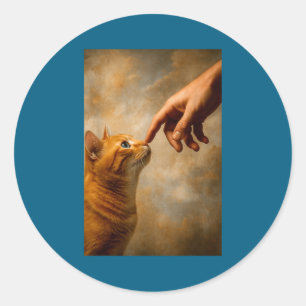 Tokyo Cat In Straw Hat With Tea Cup Skytree City V Classic Round Sticker