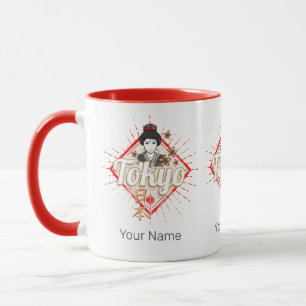 Tokyo City Japan Retro Geisha Vintage Flower Mug