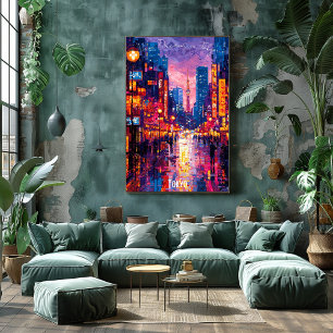 Tokyo City Skyline Poster – Futuristic Neon Art