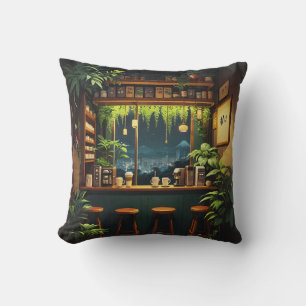 Tokyo Coffee House  Throw Pillow