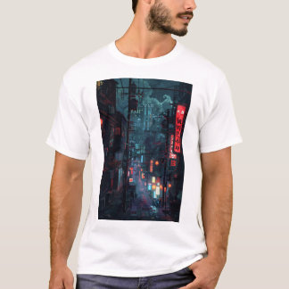 Tokyo Cyberpunk Cityscape at Night T-Shirt