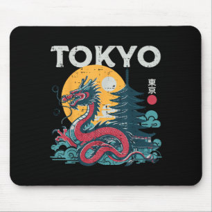 Tokyo Dragon Vintage Asian Japanese Mythical Women Mouse Pad