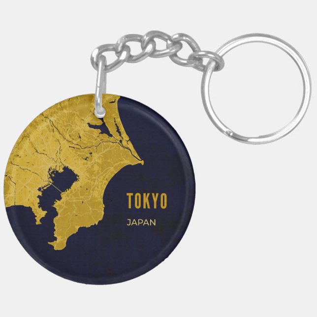 Tokyo Golden Map Acrylic Keychain (Back Right)