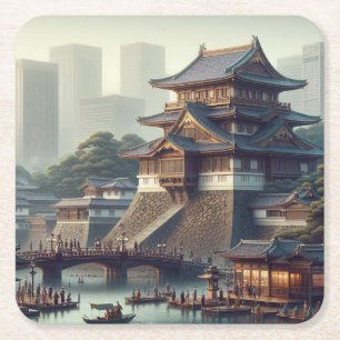 Tokyo Imperial Palace landscape Japan Travel Square Paper Coaster