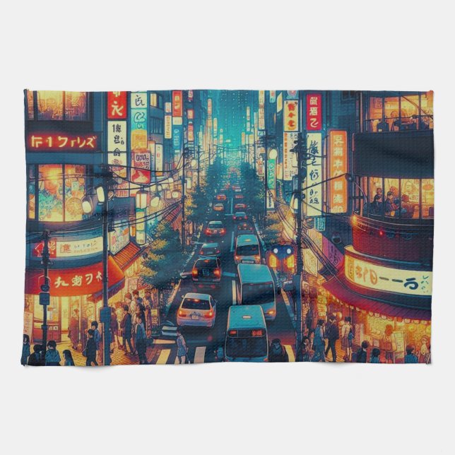 Tokyo in Motion Kitchen Towel (Horizontal)