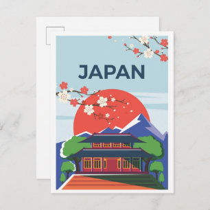 Tokyo Japan Art Vintage Travel Illustration Postcard