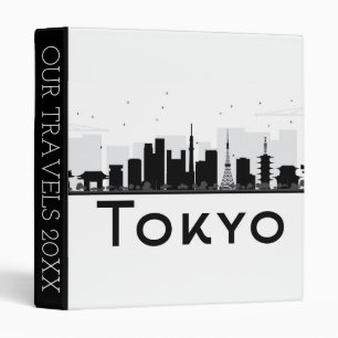 Tokyo, Japan Black & White City Skyline Binder