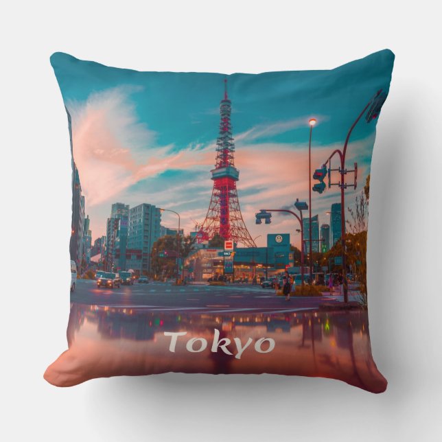 Tokyo Japan City Skytree Throw Pillow (Front)