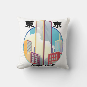 Tokyo Japan Cityscape logo Throw Pillow