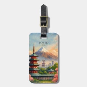 Tokyo Japan Cityscape Watercolor Souvenir Luggage Tag