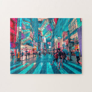 Tokyo Japan Colorful Lights Shopping Road Jigsaw Puzzle