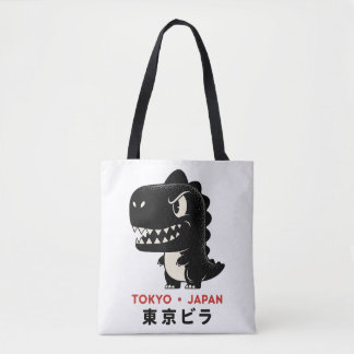 TOKYO JAPAN GODZILLA TOTE BAGS