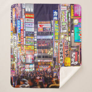 TOKYO, JAPAN - MARCH 14, 2014: Signs densely line  Sherpa Blanket