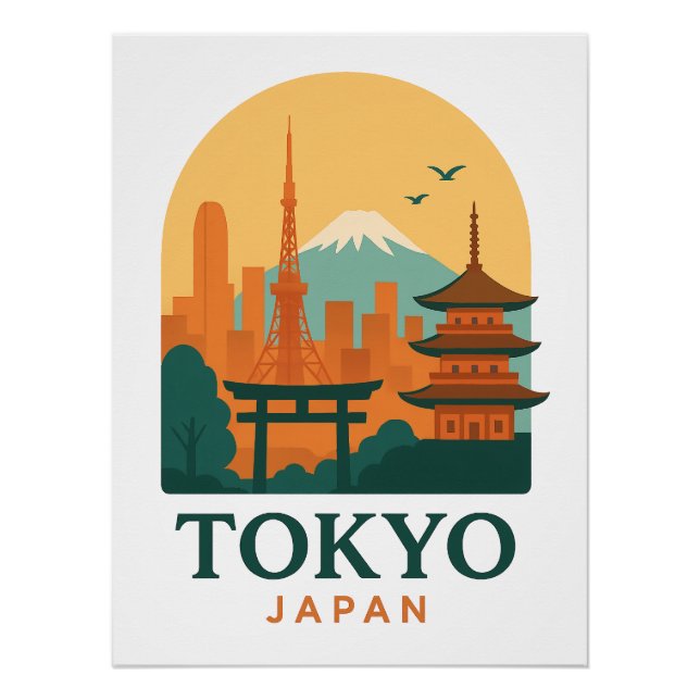 Tokyo Japan Minimalist Travel Poster – Modern Art (Front)