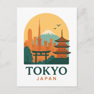 Tokyo Japan Minimalist Travel Souvenir Holiday Postcard