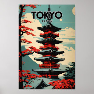 Tokyo Japan Nostalgic Retro Travel Poster
