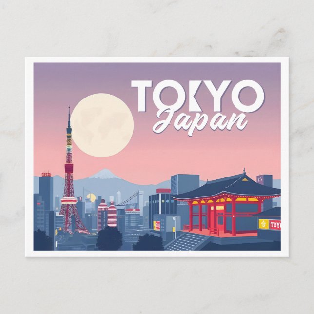 Tokyo Japan Pastel Travel Design Postcard (Front)