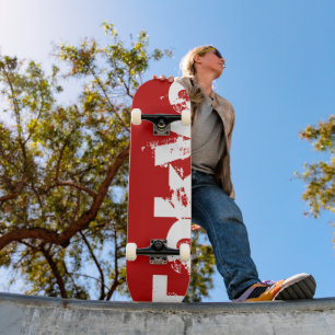 Tokyo - Japan, Red Colour And White Text Skateboard