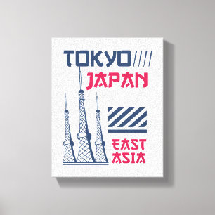 Tokyo Japan Retro Urban Tower Graphic Design Canvas Print
