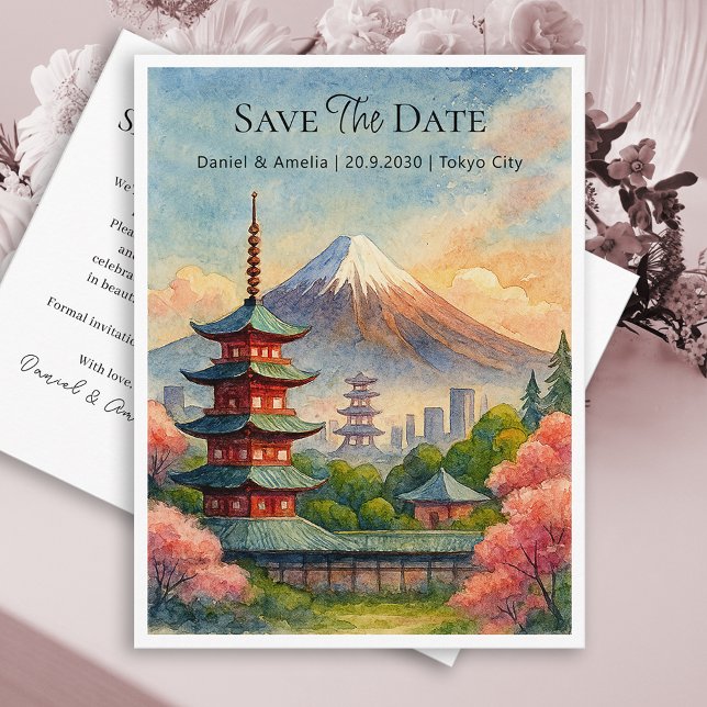 Tokyo Japan Save The Date Wedding Card Custom (Tokyo Japan Wedding Save The Date Postcard
)