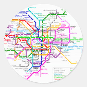 Tokyo Japan Subway Map Classic Round Sticker