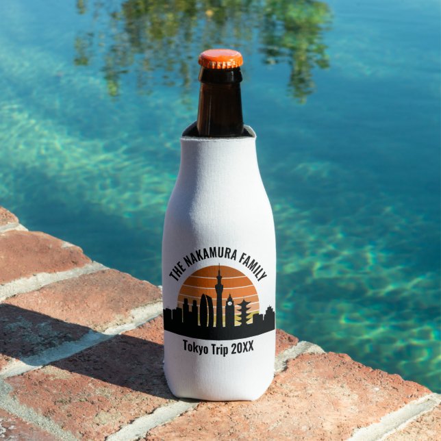 Tokyo Japan Sunset Custom Vacation Souvenir Bottle Cooler (In Situ Pool)