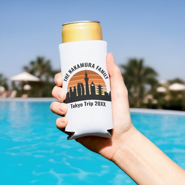 Tokyo Japan Sunset Custom Vacation Souvenir Seltzer Can Cooler (In Situ Pool)