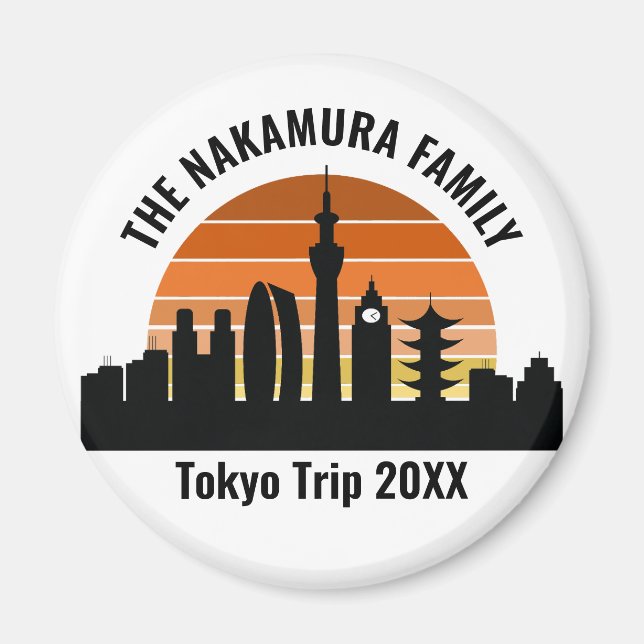 Tokyo Japan Sunset Personalized Vacation Magnet (Front)