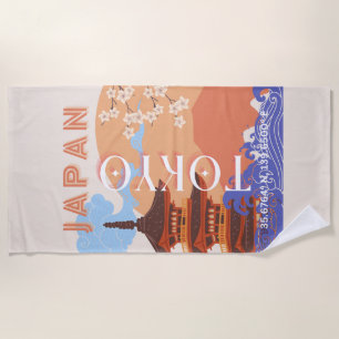 Tokyo Japan Travel Art Beach Towel