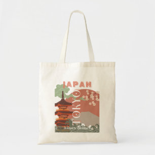 Tokyo Japan Travel Art, Retro Travel Art Tote Bag