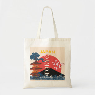 Tokyo Japan Travel Art, Retro Travel Art Tote Bag