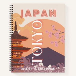 Tokyo Japan Travel Art, Vintage Travel Art Notebook