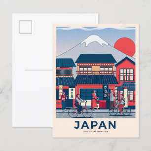 Tokyo Japan Vintage Illustration Travel Postcard