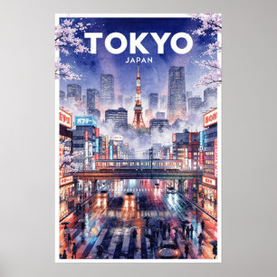 Tokyo Japan Vintage Travel Poster
