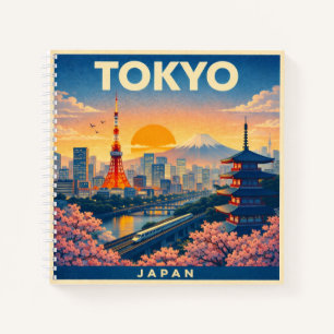 Tokyo Japan Vintage Travel Poster Notebook