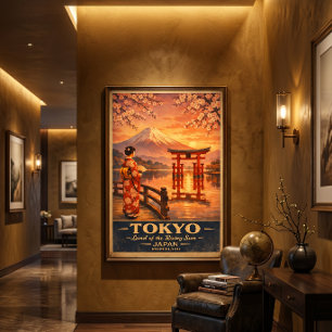Tokyo Japon Impression de voyage rétro   Art mural