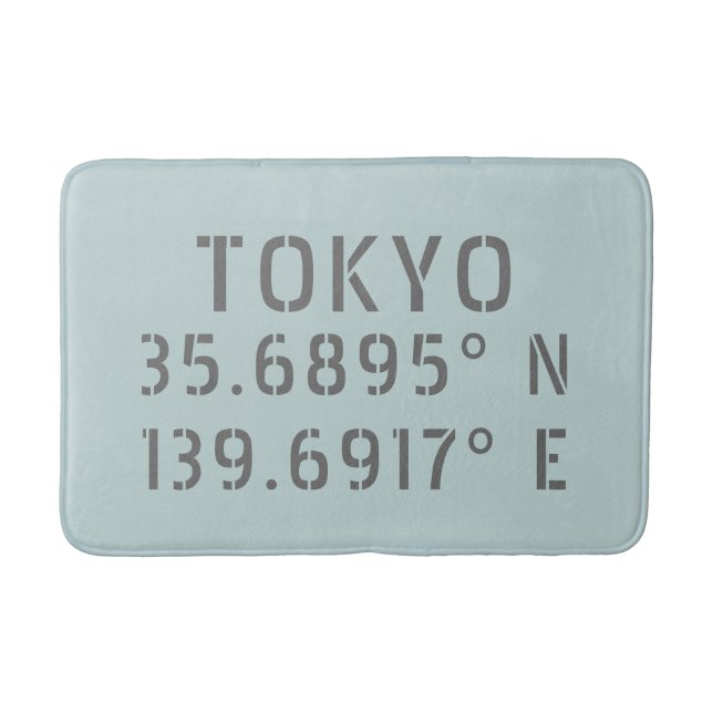 Tokyo Latitude Longitude Bath Mat (Front)
