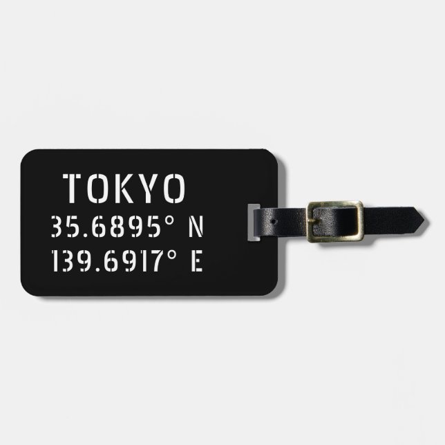 Tokyo Latitude Longitude Luggage Tag (Front Horizontal)