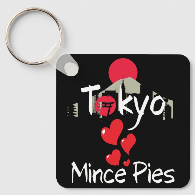 Tokyo Loves Mince Pies Cityscape Keychain (Front)