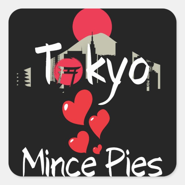 Tokyo Loves Mince Pies Cityscape Square Sticker (Front)