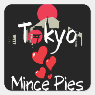 Tokyo Loves Mince Pies Cityscape Square Sticker