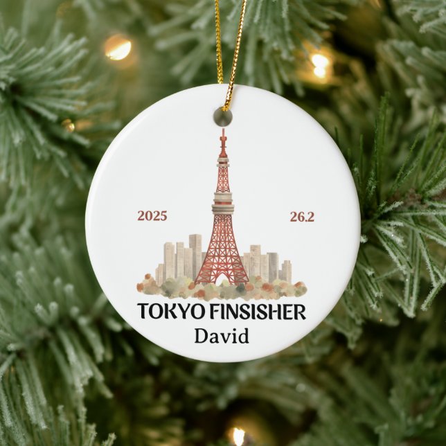 Tokyo Marathon 2025, Marathon Finisher Gift Ceramic Ornament (Tree)