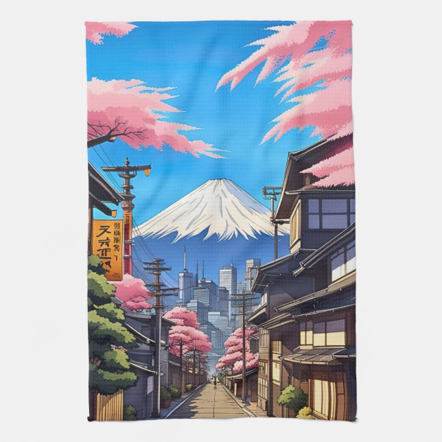 Tokyo Mt Fuji  Kitchen Towel (Vertical)