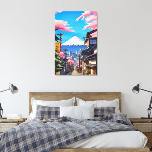 Tokyo Mt Fuji Stretched Canvas Print