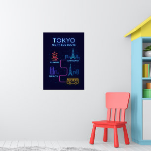 Tokyo Neon Night Poster   Japan Travel Wall Art 