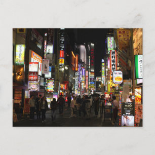 Tokyo neons by night Japan Holiday Postcard